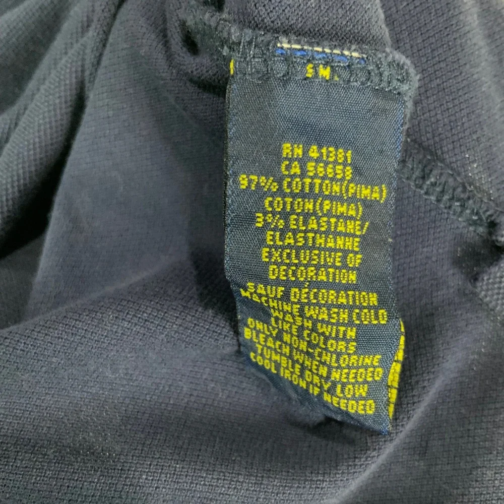 Polo Ralph Lauren Navy Blue Polo Shirt Medium Button Collared Short Sleeve Logo